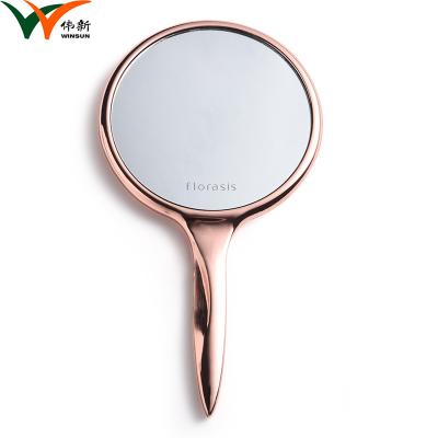 China Wholesale Custom Portable Metal Rose Gold Hand-held Mirror for sale