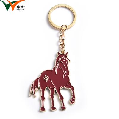 China Personalised Souvenir Key Chain / Stamped Metal Keychain Horse Shape for sale