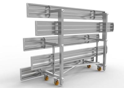 China 3 Rows Aluminum Sports Bleachers Plastic Seat Movable With Single Foot Planks for sale