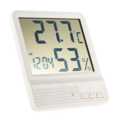 China Indoor Digital Thermometer High Accuracy Hygrometer Station LCD Display Temperature Humidity Meter Clock Electronic Weather Station for sale