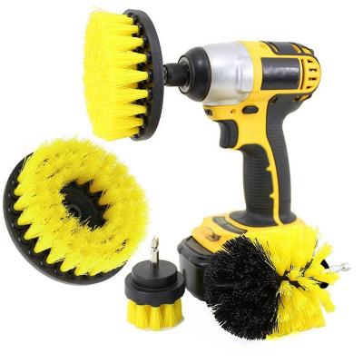 China 4pcs Plastic Drill Kit Electric Scrubber Brush Set Electric Drill Brush For Shower Bathroom Car Leather Upholstery Plastic Wood Furniture Cleaning Kit for sale