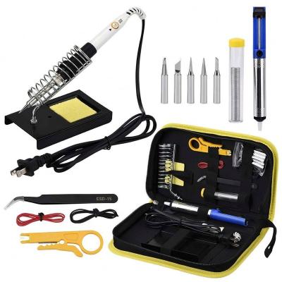 China Home Use EU/US/UK Plug In 60W Electric Soldering Iron Kit With Adjustable Temperature Welding Iron Holder Aid Tools With PU Carry Bag Set for sale