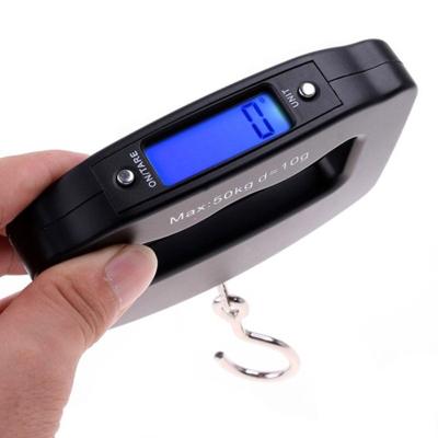 China Weight Measuring 50kg/10g LCD Digital Hook Electronic Handheld Luggage Fish Scale Backlight Hanging Balance Weighing Portable Pocket Scale for sale