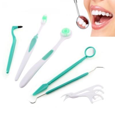 China Dental Care 8pcs Clean Tooth Brush Tongue Kit Foldable Mirror Stain Eraser for sale