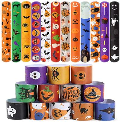 China Fashional Pumpkin Ghost Spider Pattern Halloween Gifts Bulk Halloween Snap Bracelets Slap Bracelets for sale