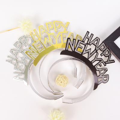 China Disposable Paper Happy New Year Gifts Supplies Glittering Gold Silver Black Headband for sale