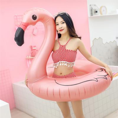 China Environmental Protection Instagram Rose Gold Flamingo Swimming Ring Hot Thickened Water Ring Under 120 Firebird Armpit for sale