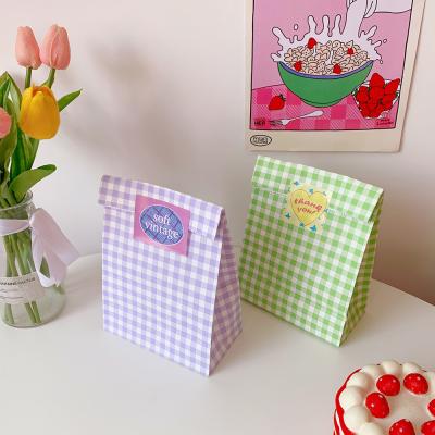 China Small Plaid Color Gift Bag Recyclable Food Wrapping Paper Bag Good Gift Storage and Finishing Bag for sale