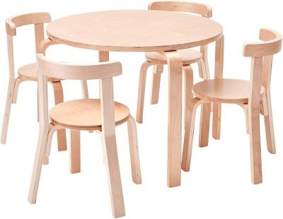 China Easy Assemble Bentwood Curved Back Table and Chair Set Premium Wooden Kids Furniture for Homes Keepers Classrooms Natural Color for sale