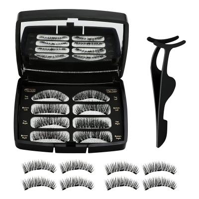 China Natural quanntm Magnetic Eyelashes Dual 3 5 Magnets 3D False Eyelashes No Glue With Tweezers Women Makeup Natural Look 8 Pieces 2 Pairs for sale