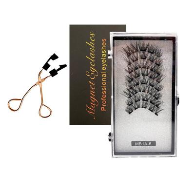 China 8 Pcs Natural Magnetic Reusable Magnetic Lashes Natural False Eyelash Kit With Ultra-thin Magnet And Applicator Tweezers for sale