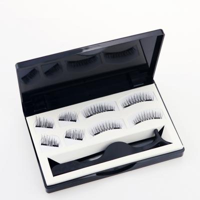 China Natural Magnetic Eyelashes 8 PCs 1 1 Full Size Natural False Eyelash Kit Reusable Magnetic Lashes Half with Applicator Tweezers for sale