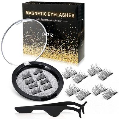 China 8 Pcs Natural 2 Pairs Natural False Lashes Half Sized Lashes & Magnetic Reusable Lashes Kit Magnetic Lashes Applicator Tweezers for sale