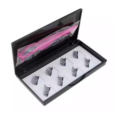 China Natural Magnetic Eyelashes 8 PCs 2 Pairs Reusable Magnetic Half Lashes Classified Natural False Eyelash Kit with Applicator Tweezers for sale