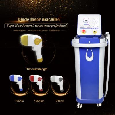 China Sopran Ice Platinum Hair Removal Machine /3 Wavelengths Diode Laser 755 Hair Removal Titanium Hair Removal Machine 808 1064nm for sale