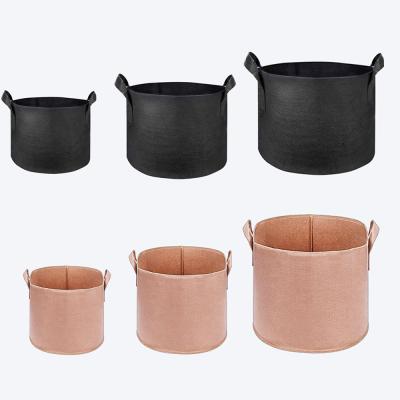 China Nonwoven Fabric Custom 5 10 15 20 25 Gallon Black Planter Fabric Pot Hydroponic Felt Organic Nonwovens Grow Bag For Indoor Greenhouse for sale