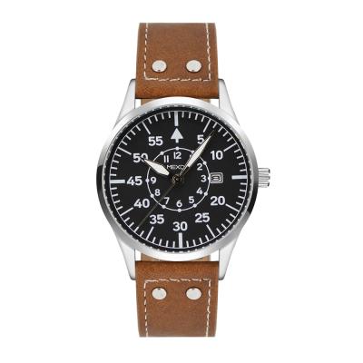 China Mexda brand logo non-specific military miyota 2035 alloy leather strap pilot custom vintage men's military watch for sale