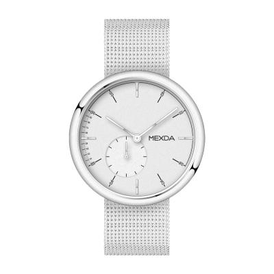 China Mexda Brand Minimalist Stainless Steel Case 5atm Day/Date Mesh Band Small Dial High Quality Mesh Band Ultrathin Watch For Men for sale