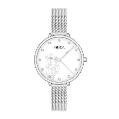 China Non-specific minimalist flower diamond dress full stainless steel brand mexda mesh band time pieces Japan back movement for sale