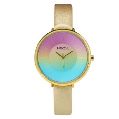 China Non-specific mexda Build Your Own CE Approved Leather Bracelets Colored Design Gradient Logo Rainbow Women Charming Minimalist Watches for sale