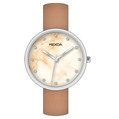 China Hot Japan Quartz Movement Marble Minimalist Personality Mexda Brand Fashion Brand Non-specific Genuine Leather Strap Pearl Watches Women for sale