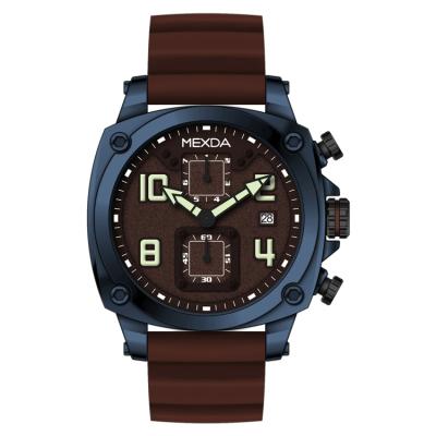 China Custom Logo Day/Date High Quality Stainless Steel Case Time Function Silicone Strap Sports Dual Shape Quartz Waterproof Watch For Men for sale