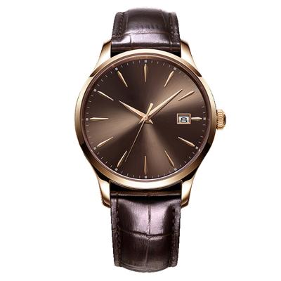 China Mexda brand design minimalist ultra-thin day/date logo stainless steel Japan quartz movement popular custom leather men's watches for sale