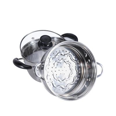 China Two Layers Sustainable Mini Steamer Steamer Pot With Glass Lid Wholesale High Quality Stainless Steel Steamer Pot With Visible Lid for sale