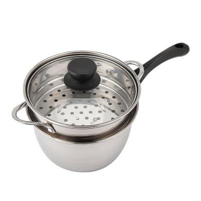 China 26cm Sustainable Steamer Pot Cooking Steamer Stainless Steel Steamer Pot With Long Handle Noodle Pot With Steamer Rack for sale