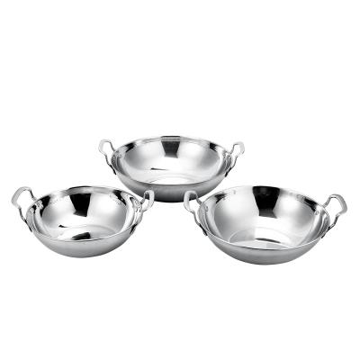 China Cold And Hot Stainless Steel Plate Chafing Balti Stocked Dish Stainless Steel Bowl With Handle for sale