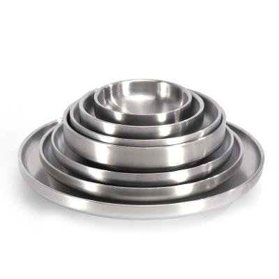 China Sustainable stainless steel dish with double walls around metal tray for spice for sale