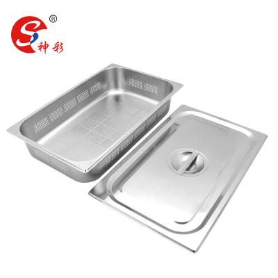 China American or European style restaurant and hotel supply stainless steel GN perforated saucepan with lid for sale