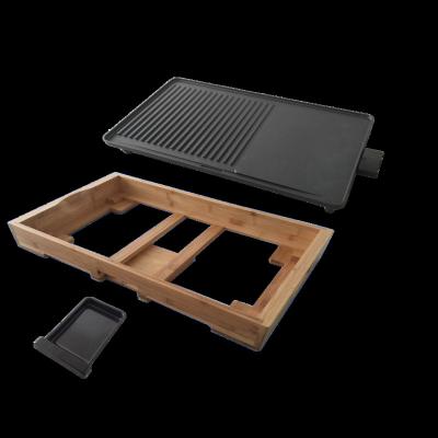 China Healthy European Style Electric Touch Grill Ceramic Coating Bamboo Grill For Indoor Or Outdoor for sale