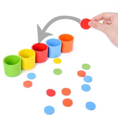 China 2019 DIY Color Classification Cups Wooden Color Teaching Game Rainbow Learning Toys for sale