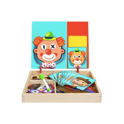 China Wooden Jigsaw Magnetic Jigsaw Puzzle Character Face Book Shape 3D Teaching Design for Kids Toys for sale