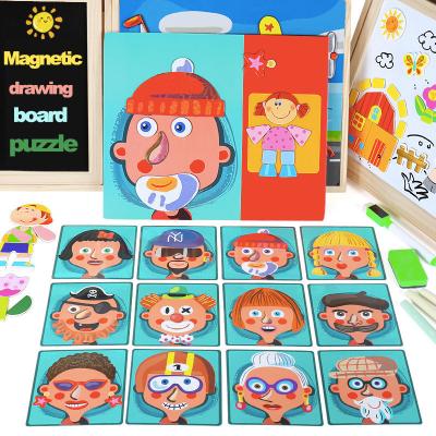 China Playing Educational High Quality Wooden Jigsaw Children Drawing Board 3d Magnetic Puzzle For Children Play for sale