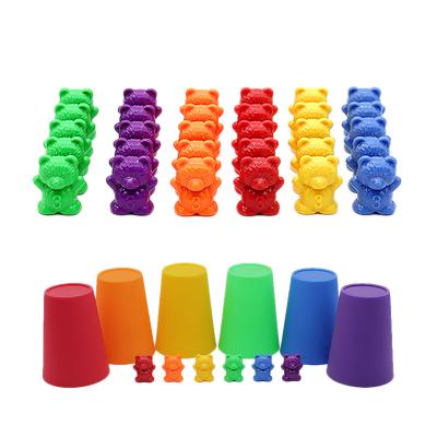 China Hot Selling Education Toy Rainbow Counting Bears With Matching Sorting Cups Montessori Matching Counting Toy for sale