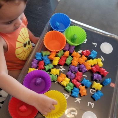 China Teaching Rainbow 60 Counting Bear Montessori Rainbow Matching Game Educational Color Matching Toys For Toddlers Baby for sale