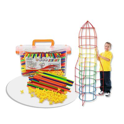 China Plastic DIY TOY DIY Brick Set 4D Space Kids Intelligence Straw Building Blocks For Kids Gift for sale