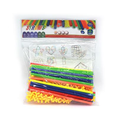 China Building Construction Interesting Creative Straw STEM Building Blocks Toys Plastic Brick Set 4D Space For Kid for sale