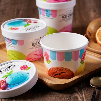 China Disposable Biodegradable Ice Cream Cup With Sealed Plastic Lid for sale