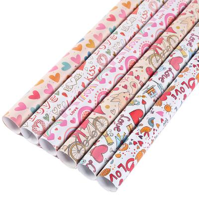 China Recycled Materials Wholesale Gift Package Romantic New Love Holiday Printing Creative Design Gift Wrapping Paper For Girls for sale