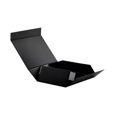 China Custom Black Foldable Clothing Magnet Flat Pack Magnetic Folding Paper Gift Box For Gift Packaging for sale