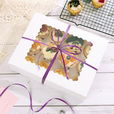 China Recycled Materials Wholesale White Marble Window Food Wrapping Paper Take Out Box 12PCS Cupcake Bake For Bakery for sale