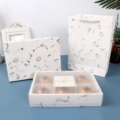 China Handmade Marble Packaging Box Crisps Frosted Small Transparent Cheesecake Gift Box For Food Packaging for sale