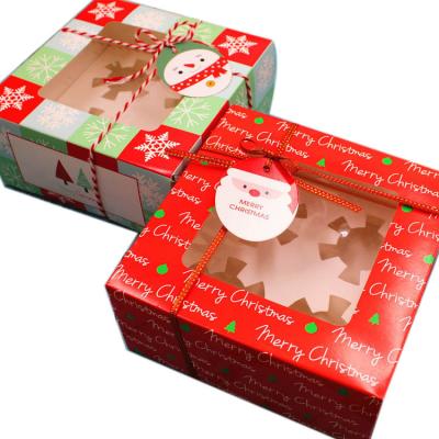 China Handmade Christmas Gift Box 4 PCS Hot Selling Red Green Cookie Chocolate Cookie Cupcake Clear Box In Restaurant for sale