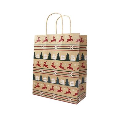 China Biodegradable Brown Kraft Paper Bag Shopping Draw String Christmas Gift Bag For Christmas Jars Packaging for sale