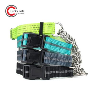 China Cheap Price Stainless Steel Martingale Chain Dog Collar Various Reflective Adjustable Specifications For Pets for sale