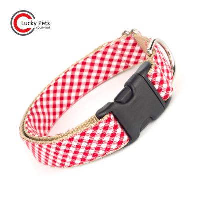 China Fashionable Square Cell Gingham Personalized Red Dog Collar for sale