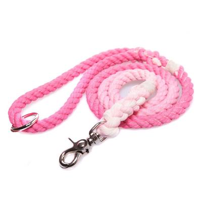 China Personalized Custom Colorful Braided Cotton Ombre Rope Dog Leash Soft Ombr for sale